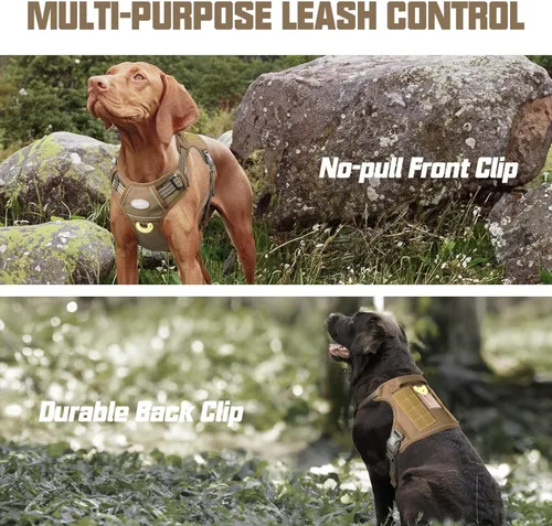 Miniatura 4 de Auroth - Arnés táctico para perros pequeños y medianos, sin tirones, arnés ajustable para mascotas, reflectante, K9, entrenamiento, trabajo, de army
