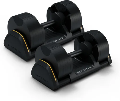 Miniatura 5 de Matrix Fitness DB50 - Mancuernas ajustables de 50 libras Ajustes rápidos para entrenamiento de fuerza y HIIT Reemplaza 10 pares de mancuernas