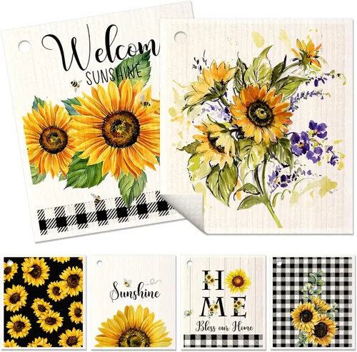 Miniatura 22 de Miss Adola 6 unidades de paños suecos para cocina - paños reutilizables para lavar platos, toallas de cocina absorbentes, lindas y divertidas, Bohemi