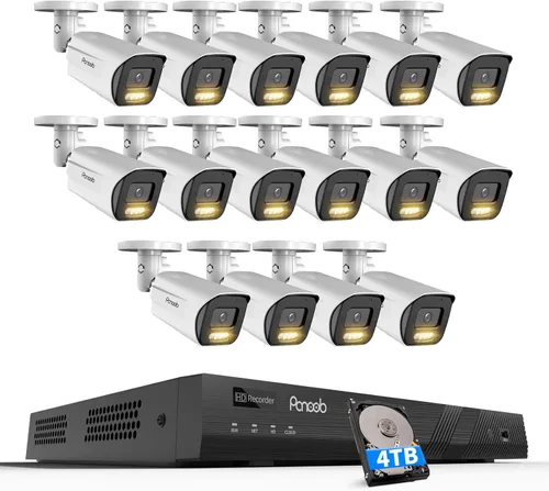 Miniatura 9 de Sistema de cámara de seguridad 4K 16 canales 4TB HDD, 12 cámaras IP comerciales PoE de 8MP con visión nocturna a color, audio de 2 vías, detección