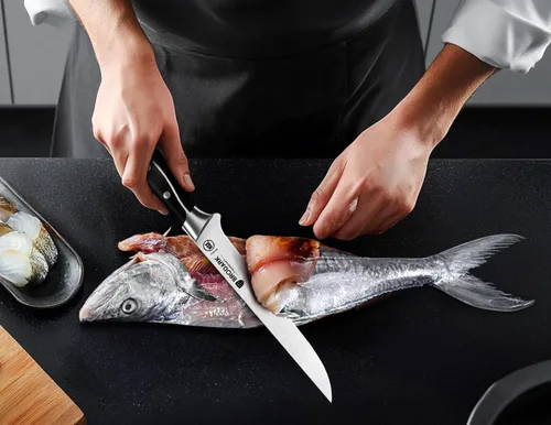 Miniatura 7 de BRODARK Cuchillo deshuesador de 7 pulgadas, deshuesado para cortar carne con mango de espiga completa, filete de acero inoxidable de alto carbono