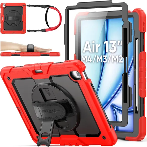 Miniatura 30 de SEYMAC stock Funda protectora para iPad Air de 11 pulgadas M3 2025/M2 2024 (Air 7ª/6ª generación), funda resistente con protector de pantalla