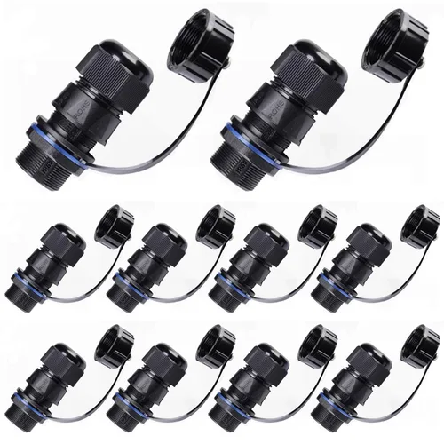 Miniatura 6 de 5PCS Montaje en Panel RJ45 Conector Impermeable Cat5/5e/6 Ethernet LAN Cable Acoplador con Impermeable/Cubierta de Tapa de Polvo para Red Exterior