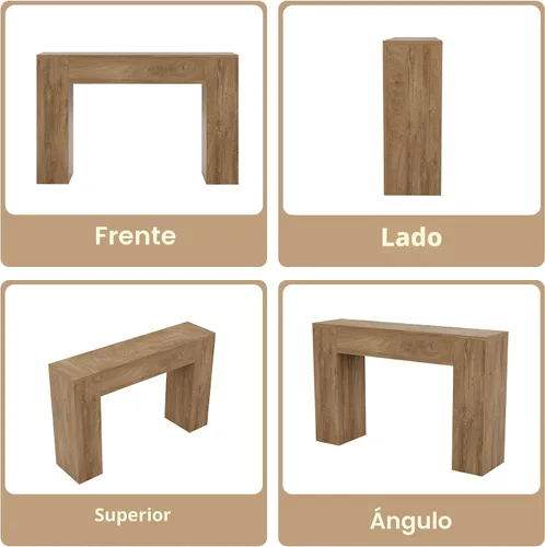 Miniatura 6 de Mesa consola de madera para entrada, sala de estar, mesa de sofá moderna de 43 pulgadas, consola rectangular pequeña de granja con base doble