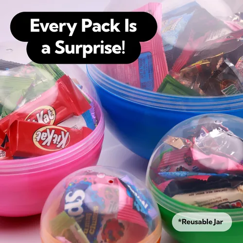 Miniatura 7 de Paquete variado de dulces en cápsula redonda gigante de color transparente – Surtido de dulces envueltos individualmente 20 piezas de 0.74 libras