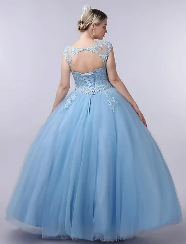 Miniatura 4 de CharmingBridal Vestidos de quinceañera de encaje con cuello barco, vestido de baile de princesa 2023