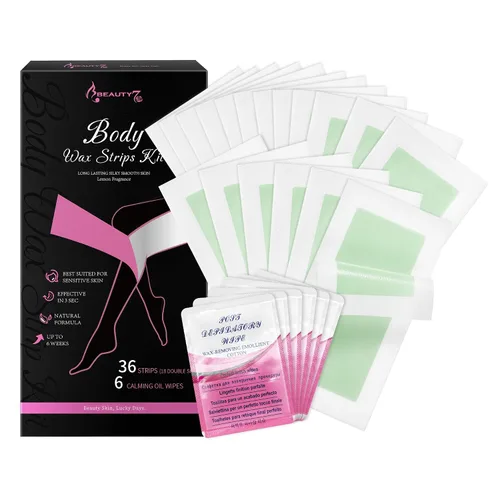Beauty7 Kit de tiras de cera corporal, tira de depilación lista para usar, depilación facial, depilación de brazos, piernas, axilas, bikini, 36