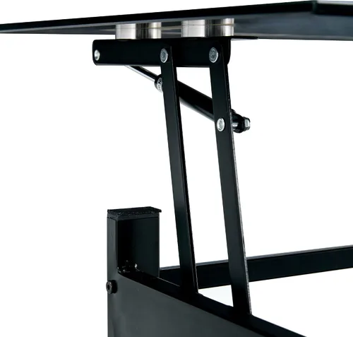 Miniatura 7 de Mesa de centro negra elevable, moderna mesa central pequeña de vidrio templado de 2 capas con almacenamiento, mesa auxiliar ajustable de 37.8