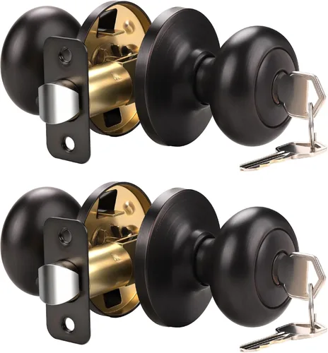 Miniatura 78 de KNOBWELL Paquete de 8 pomos de puerta de privacidad para baño y dormitorio, pomo de puerta negro mate con cerradura, cerradura de manija de puerta