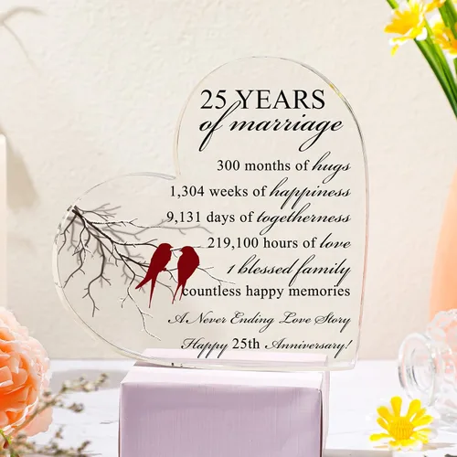 Miniatura 5 de Qunclay Regalo de 10 años de matrimonio Recuerdo de aniversario de boda Corazón Recuerdo de matrimonio Decoración Regalo para pareja padres mujeres