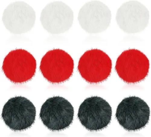 Miniatura 8 de LEIFIDE 12 piezas de pelo de conejo real, pompón, gatito, juguete esponjoso, bolas de sonajero suaves y mullidas para gatitos, mascotas, gatitos