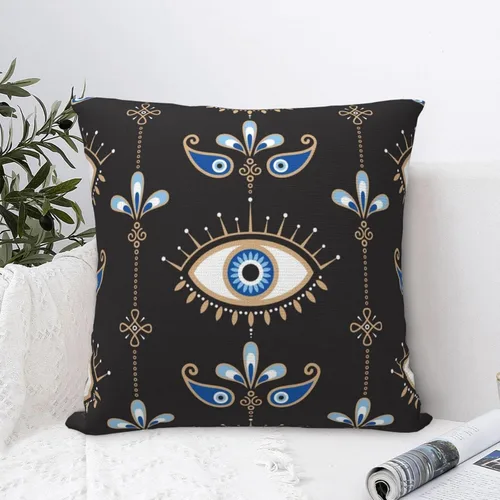 Miniatura 5 de Funda de almohada decorativa con símbolo oculto de mal de ojo, fundas de almohada cuadradas estándar para sofá, cama, 18 x 18 pulgadas