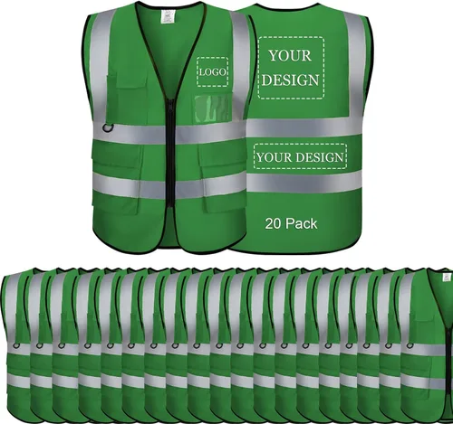 Miniatura 17 de Chaleco de seguridad con logotipo personalizado, personalizable, visibilidad clase 2, chalecos reflectantes a granel con bolsillos y cremallera