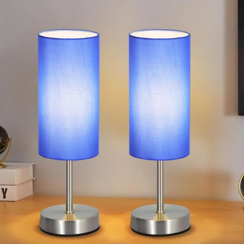 Miniatura 12 de RISLG Juego de 2 lámparas de mesa para recámara, lámparas de noche para mesita de noche con interruptor de cable, lámparas de escritorio