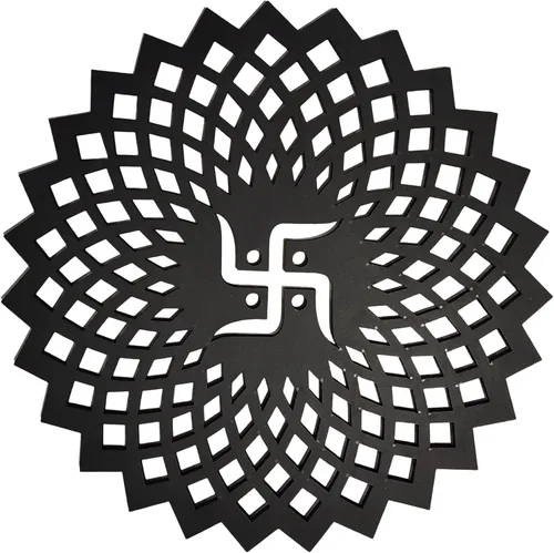 My Dream Carts Black Round Decorative Wall Art Mdf Wooden Chakra For Temple, Living Room, Office, Hotel, Home Decor Items, Gift Item, Mandala Wall