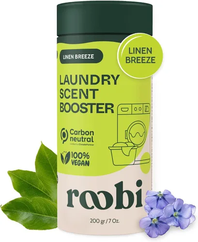 Perlas de refuerzo de aroma para ropa sostenibles Roobi. Perlas de fragancia Linen Breeze para lavandería. Hasta 20 ciclos de lavado. Carbono