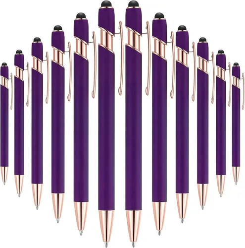 Miniatura 19 de Tenare 12 piezas 2 en 1 bolígrafo de metal con punta de lápiz capacitivo, bolígrafo de 1,0 mm de tinta negra para pantallas táctiles (color surtido)