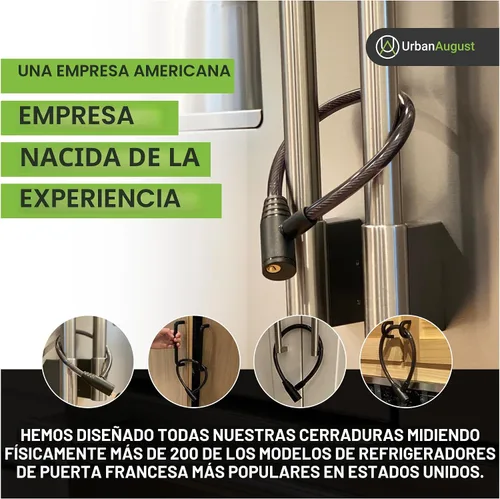 Miniatura 3 de Urban August Cerradura para refrigerador a prueba de niños para niños y adultos, cerradura para puerta francesa, refrigerador y gabinete