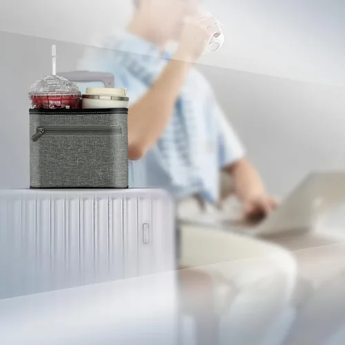 Miniatura 6 de Portavasos para equipaje de viaje, accesorio para portavasos de equipaje, maleta de mano gratis para bebidas, bebidas, café, botellas, aperitivos