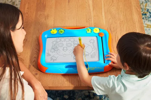 Miniatura 6 de Tom y Megasketcher - Pizarra magnética para dibujar Bloc de escritura grande con borrador mágico Juegos de viaje para niños de 3, 4, 5, 6 y más