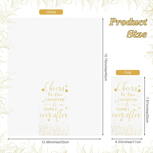 Miniatura 2 de Pasimy 100 servilletas de despedida de soltera, con texto en inglés "Cheers to Love Laughter and Happily Ever After", servilletas decorativas Dorado