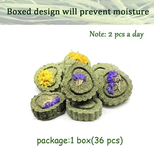 Miniatura 3 de Hamiledyi 36 juguetes masticables de conejo, heno natural de Timothy hecho a mano, pasteles molares para conejito, chinchilla, cobaya, conejo enano
