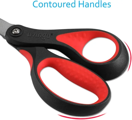 Miniatura 5 de LIVINGO Tijeras de alta calidad de 8 pulgadas para oficina, tijeras multiusos antiadherentes de titanio para manualidades, cuchillas afiladas