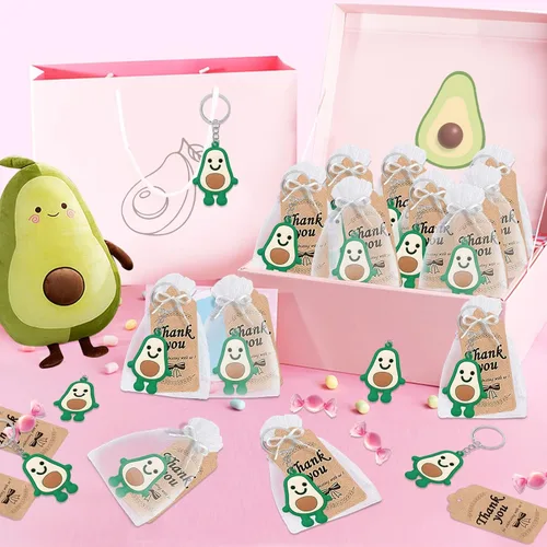 Miniatura 6 de CiciBear Paquete de 24 llaveros de aguacate para decoración de fiesta para invitados, fiesta temática de frutas, baby shower, fiesta escolar