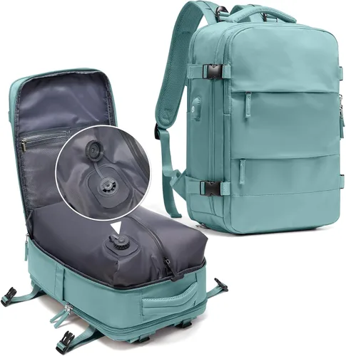 Miniatura 64 de coowoz Mochila grande de viaje para mujeres y hombres, mochila de transporte, mochila para senderismo impermeable, mochila deportiva para Rosa