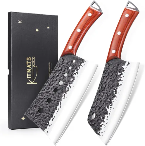 Miniatura 7 de Juego de Cuchillos de Carnicero, KITNATS 4PCS Juego de cuchillos de cocina forjados a mano - Cuchillo de carnicero y cuchillos de chef serbios