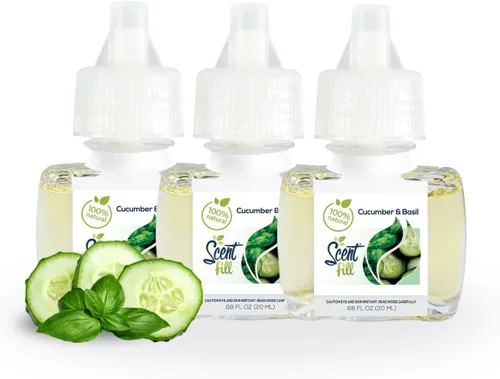 Miniatura 18 de Scent Fill Ambientador 100% natural de cereza y almendra con enchufe, recambios de aceite perfumado, 3 recambios