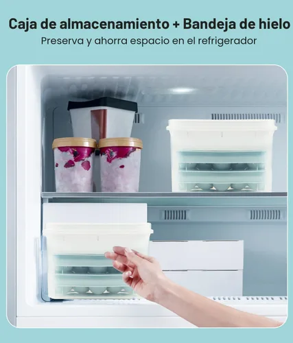 Miniatura 4 de Bandeja para cubitos de hielo con tapa y contenedor, bandejas redondas para cubitos de hielo para congelador, molde de hielo de grado alimenticio