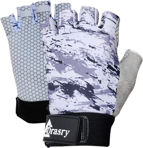 Miniatura 9 de Drasry Guantes de pesca UV sin dedos, protección solar para hombres y mujeres, UPF50+SPF para pesca, kayak, remo, senderismo, navegación, remo