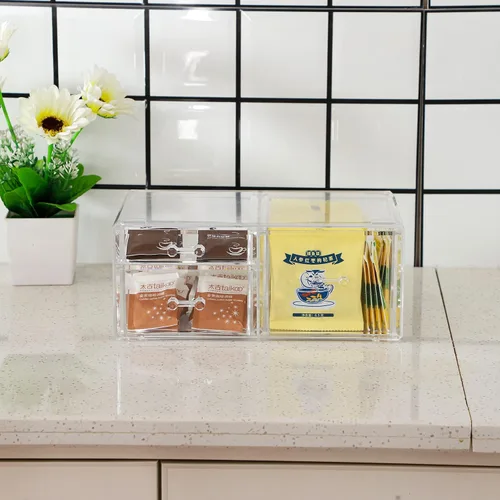 Miniatura 7 de Cq acrylic Organizador de maquillaje apilable con 3 cajones, organizador de cajones transparente para mostrador de tocador, organizador