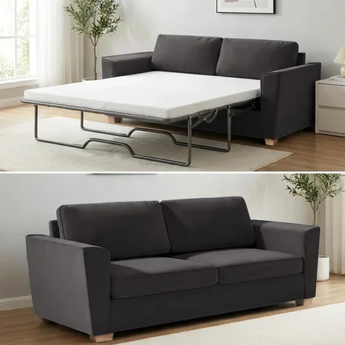 Mjkone Sofá Cama Extraíble de Tamaño Completo de 71" de Ancho con Almohadas y Colchón Plegable, Sofá de Dos Plazas de Terciopelo 2 en 1 con Camas de