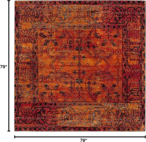 Miniatura 2 de SAFAVIEH Vintage Hamadan Collection - Alfombra cuadrada de 6 pies 7 pulgadas, naranja, diseño oriental tradicional persa, no desprende pelusa