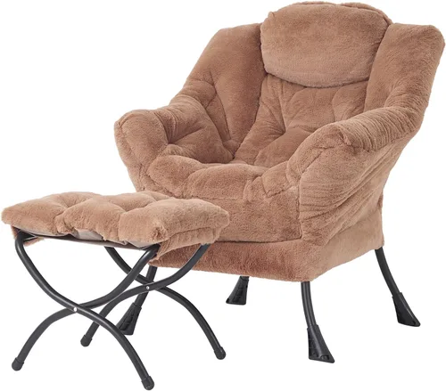 Miniatura 17 de Tiita - Sillón reclinable con otomana, grande, moderno, silla de ocio, de lectura, con reposapiés, para dormitorio, sala de estar, dormitorios, Gris