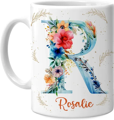 Miniatura 19 de Hyturtle Taza de café personalizada con inicial con nombre, monograma de cumpleaños, regalos de Navidad para niñas y mujeres, letra A del alfabeto