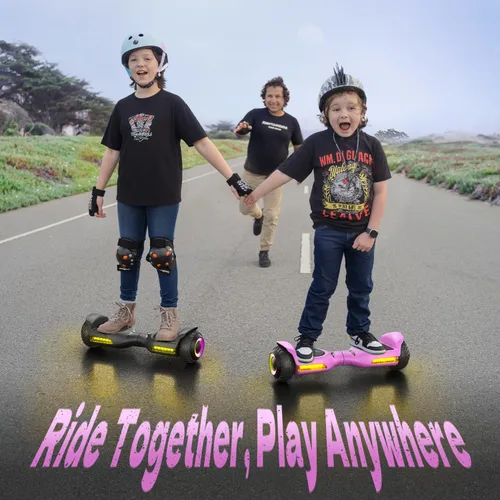 Miniatura 4 de Gyroor Scooter de equilibrio automático G13 todo terreno con luces LED, autoequilibrio todoterreno con Bluetooth para niños de 6 a 12 años y Rosa