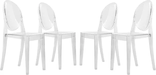 Miniatura 10 de Marion - Silla de comedor de acrílico transparente, juego de 2