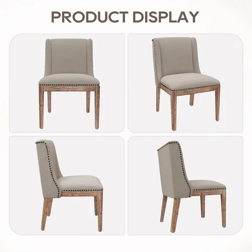 Miniatura 6 de MALOL Juego de 2 sillas de comedor, sillas laterales de cocina tapizadas de tela con patas de madera para uso en cocina y restaurante, color beige