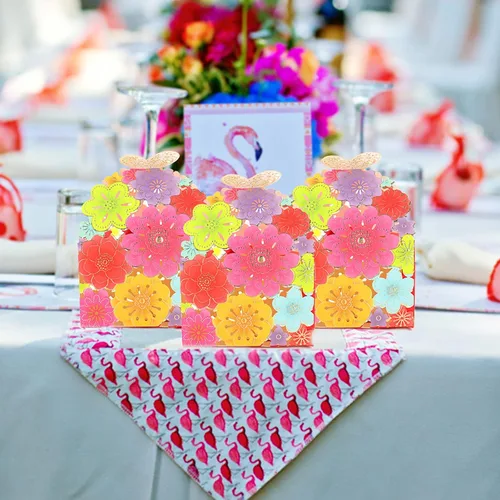 Miniatura 6 de Kslong Juego de 50 unidades por juego de cajas de regalo de galletas con diseño de mariposas y flores, cajas de regalo románticas de boda, bonita