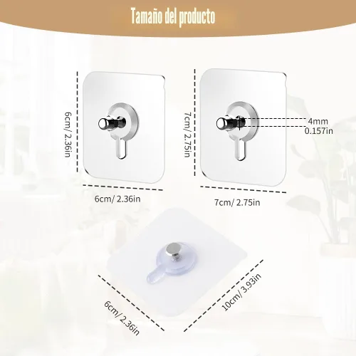 Miniatura 6 de Ganchos adhesivos sin taladros, colgadores de fotos mejorados sin clavos, ganchos adhesivos de montaje en pared para colgar, ganchos de pared sin