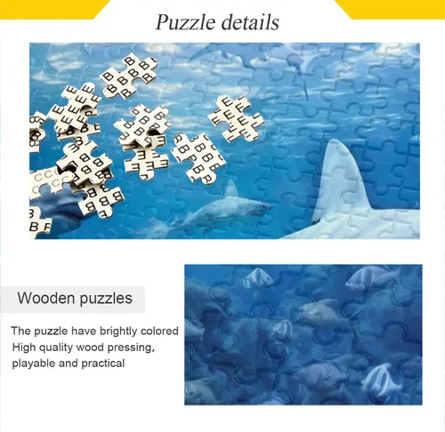 Miniatura 2 de Rompecabezas de tiburones de 1000 piezas para adultos, juego de rompecabezas grande desafiante para adultos y adolescentes, 29.5 x 19.7 pulgadas