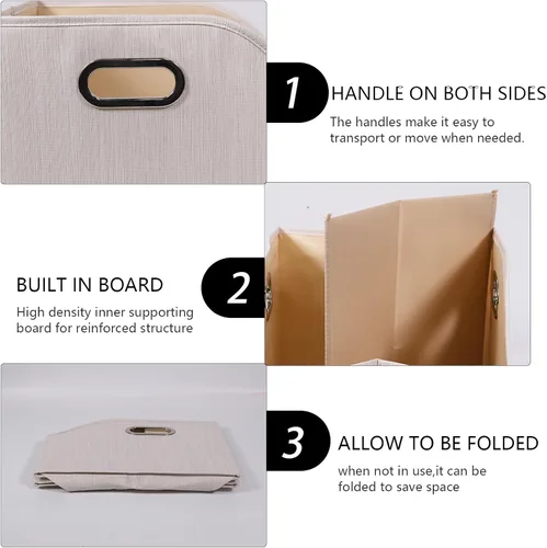 Miniatura 2 de Geyecete Contenedor de almacenamiento de juguetes para perros con mango de madera, cesta organizadora rectangular decorativa de fieltro suave