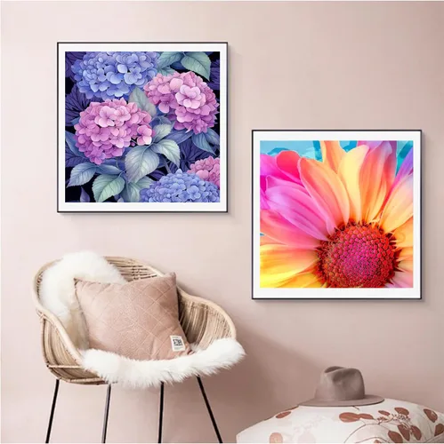 Miniatura 4 de HSENJT Kits de pintura de diamantes 5D para adultos, arte de diamantes de flor de gerbera, 14 x 14 pulgadas, kit de pintura de diamantes redondos