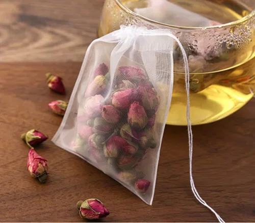 Miniatura 3 de 50 bolsas de filtro de té desechables para té suelto, hierbas, especias, bolsas pequeñas de malla vacía con sello de cordón, bolsas de filtro