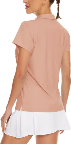 Miniatura 2 de TACVASEN Polo de manga corta con cuello en V para mujer, con protección solar UPF 50+, secado rápido, para golf