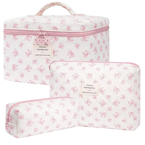 Miniatura 8 de Bolsa de maquillaje, bolsas de cosméticos acolchadas, bolsas de maquillaje florales grandes para mujeres, organizador de maquillaje, bolsa de aseo