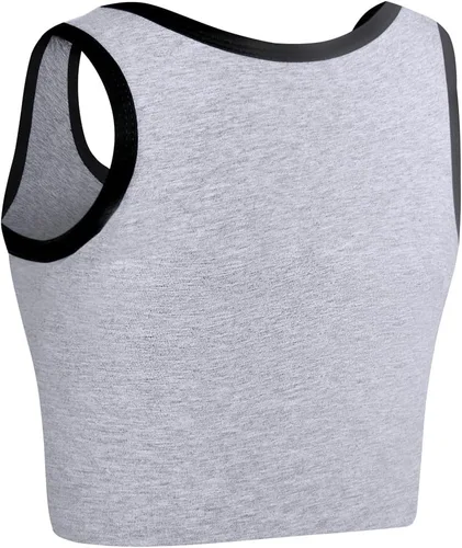 Miniatura 2 de XUJI - Camiseta compresora sin mangas de algodón transpirable para mujer, con banda elástica y colores (M-6XL)
